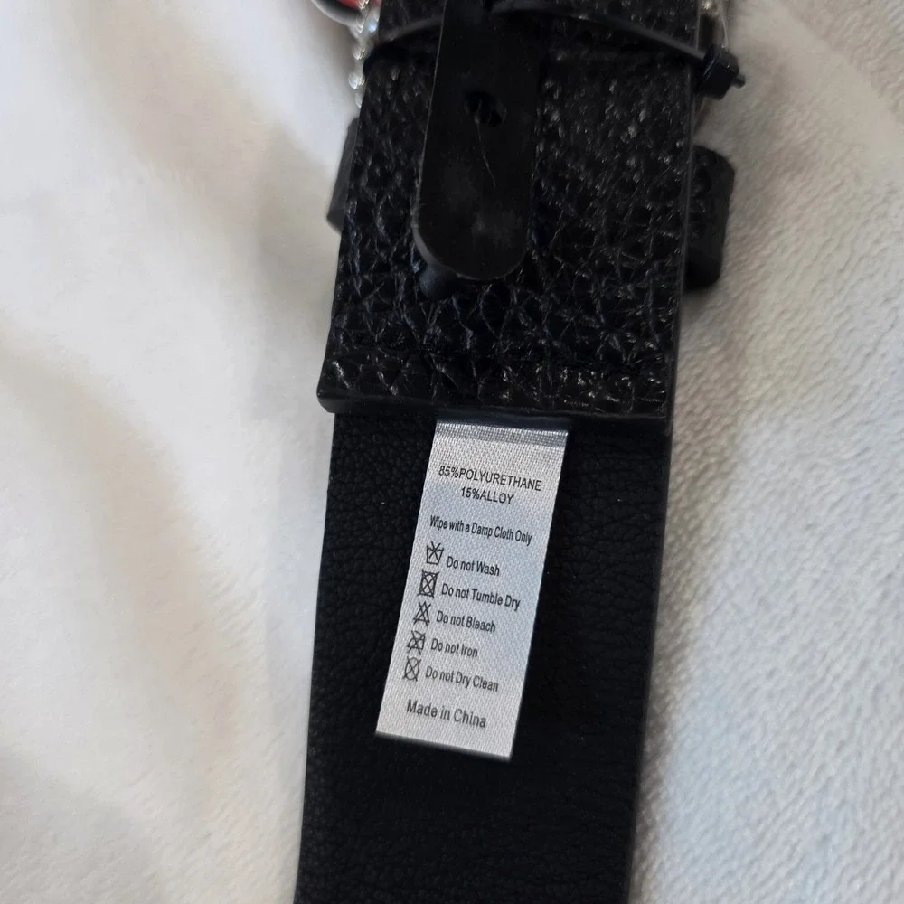 Von Dutch Men Black Textured Belt Matte Silver Buckle Y2K Nostalgia Staple Sz 30